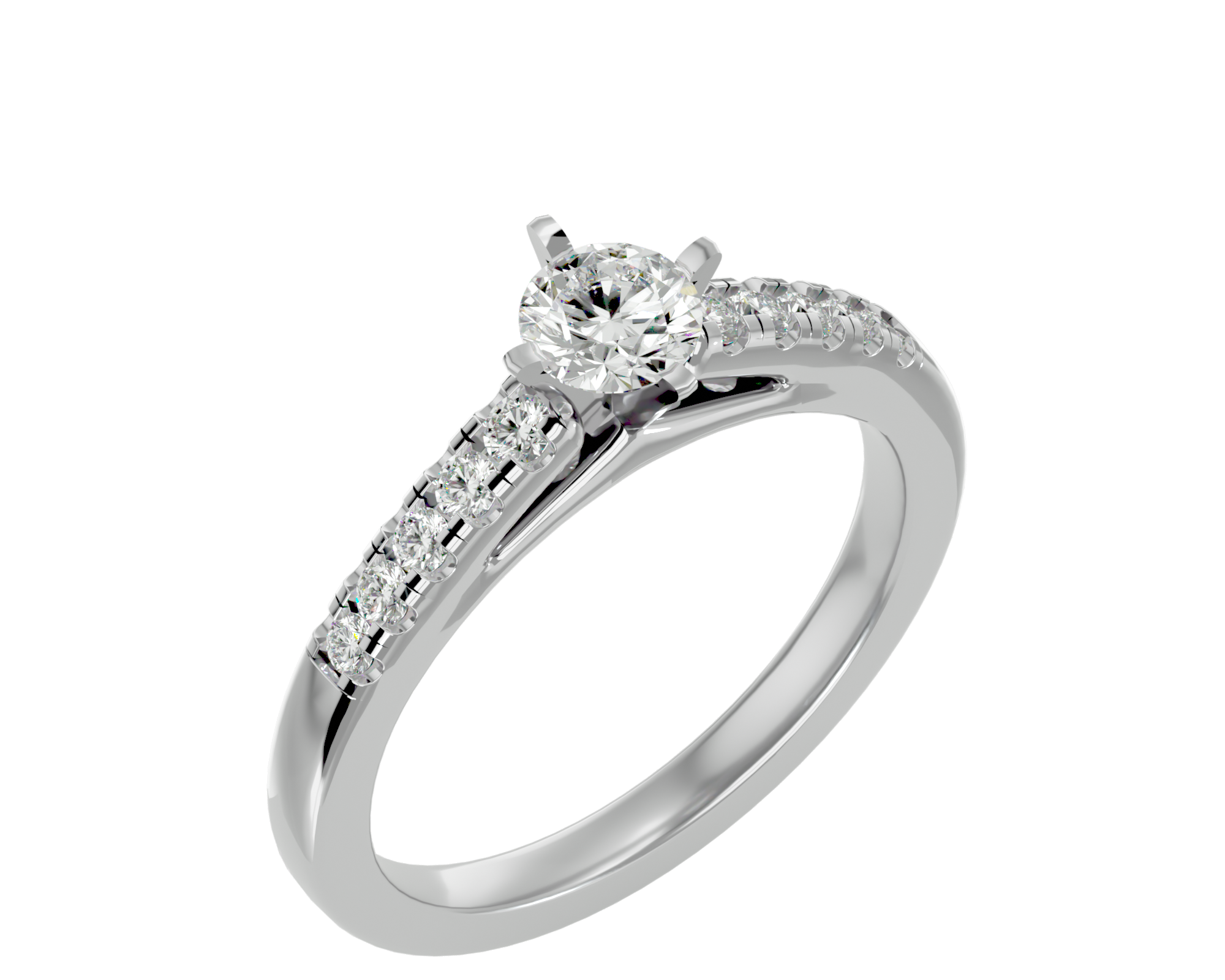 1/2 ctw Round Lab Grown Diamond Side Stone Engagement Ring