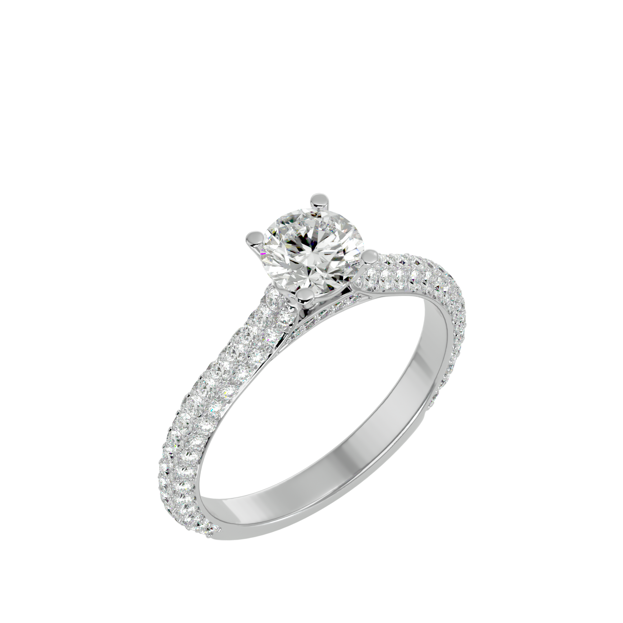 1 3/8 ctw Round Lab Grown Diamond Side Stone Engagement Ring