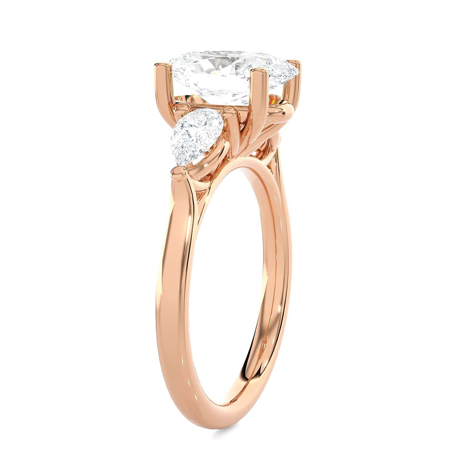 Oval with Pear-Shaped Three Stone Lab Grown Diamond Ring