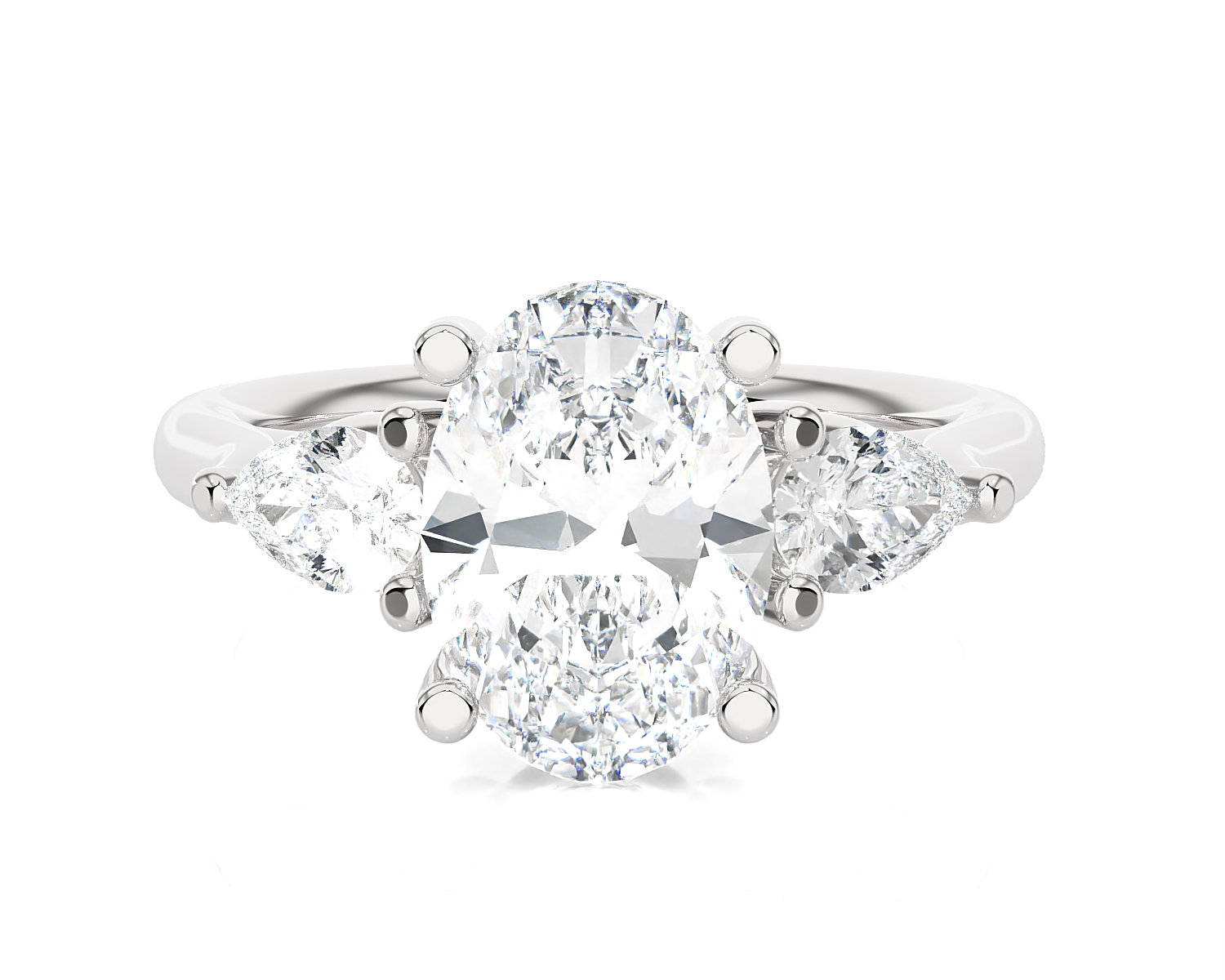 Oval with Pear-Shaped Three Stone Lab Grown Diamond Ring