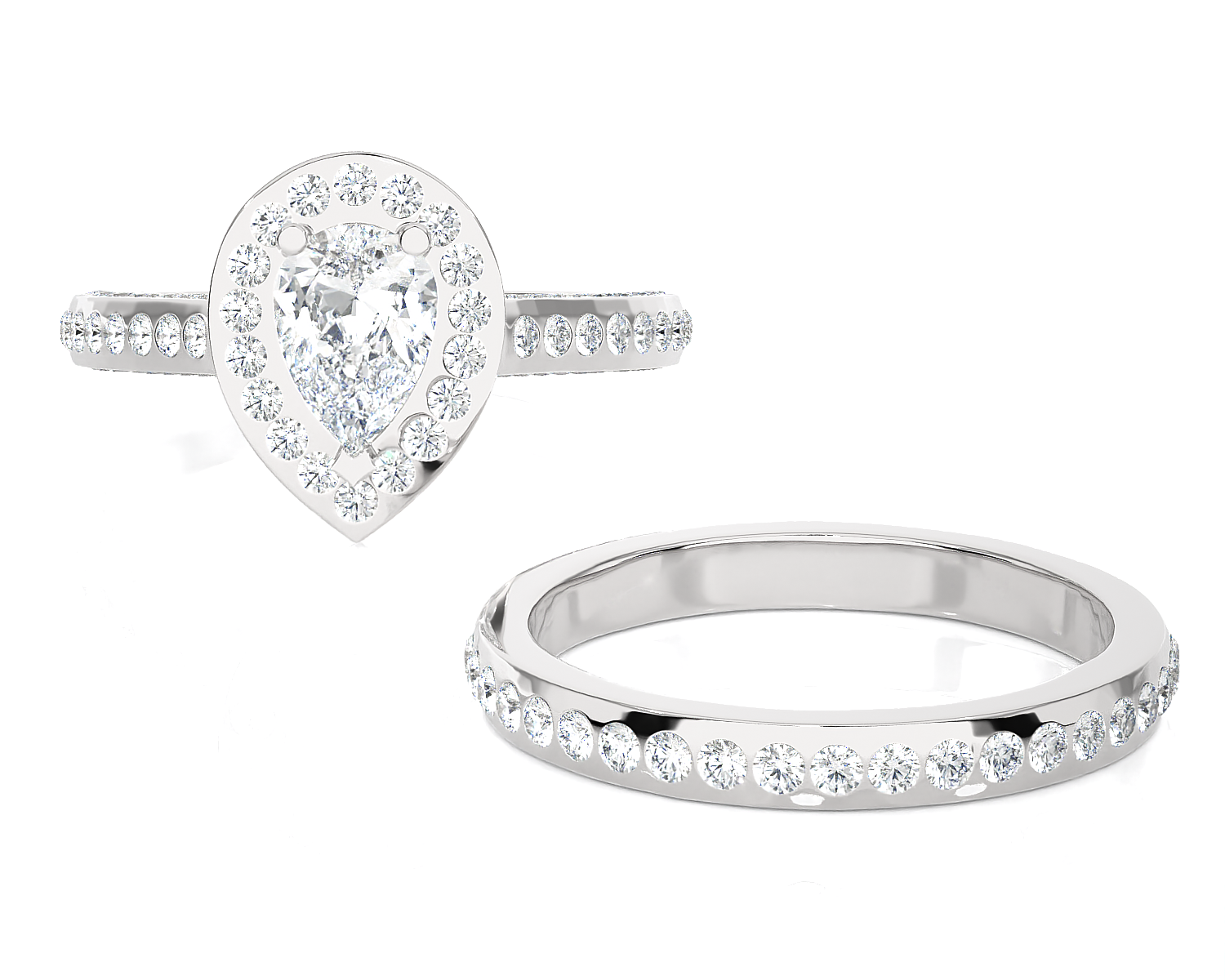 Pear-Shaped Lab Grown Diamond Bridal Ring