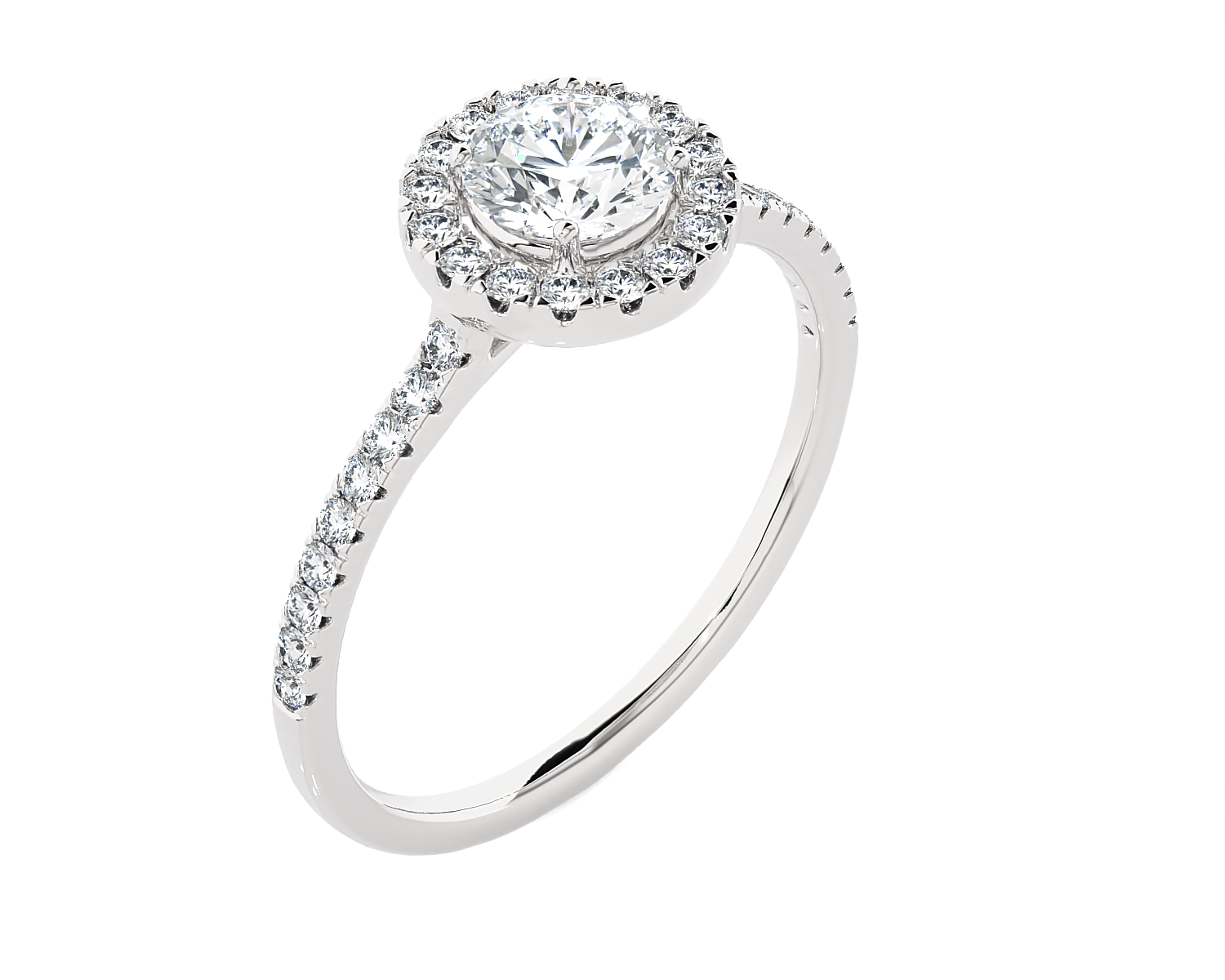 Round Lab Grown Diamond Halo Engagement Ring