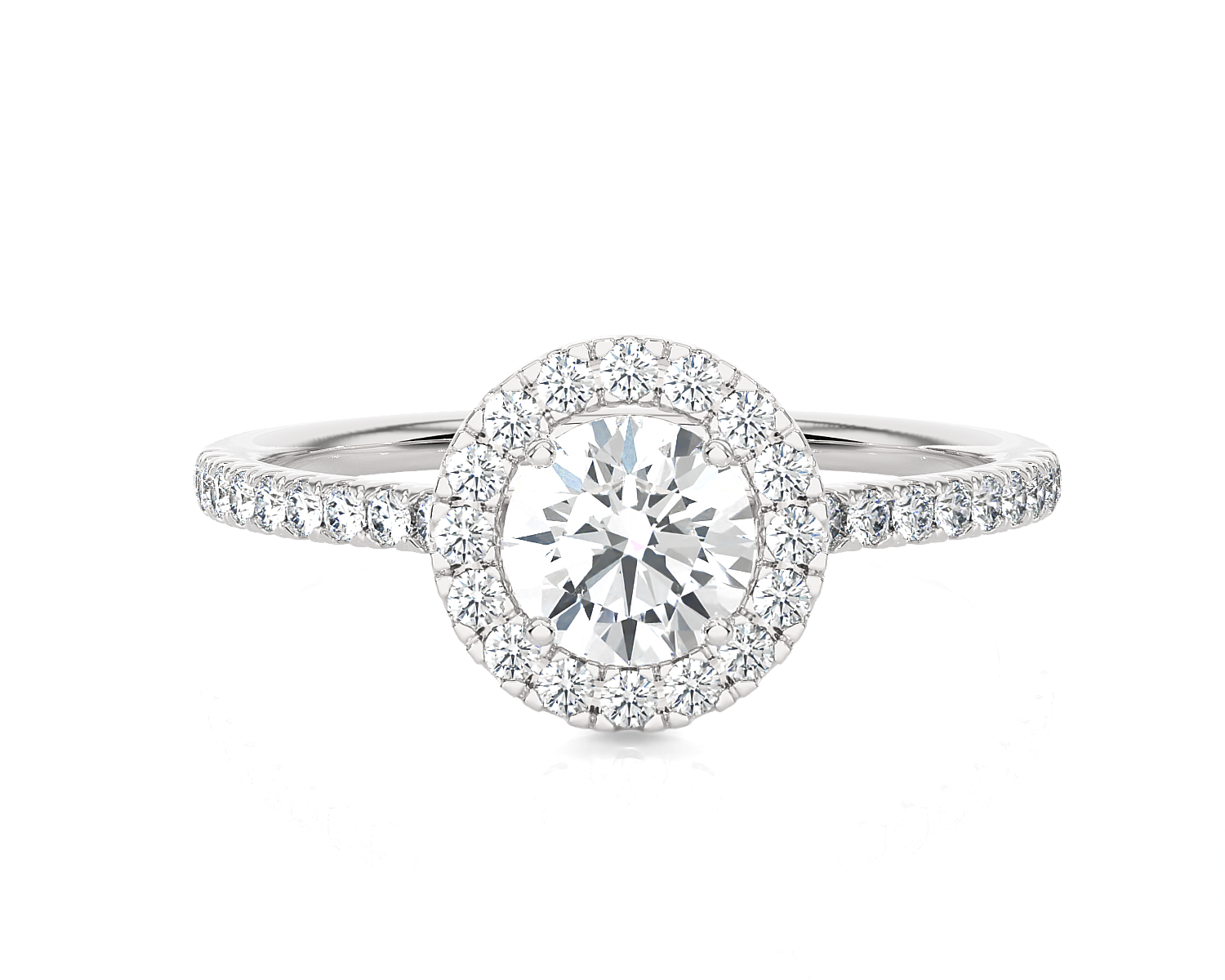 Round Lab Grown Diamond Halo Engagement Ring