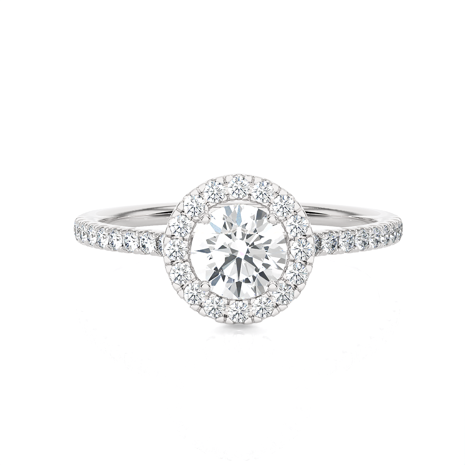 Round Lab Grown Diamond Halo Engagement Ring