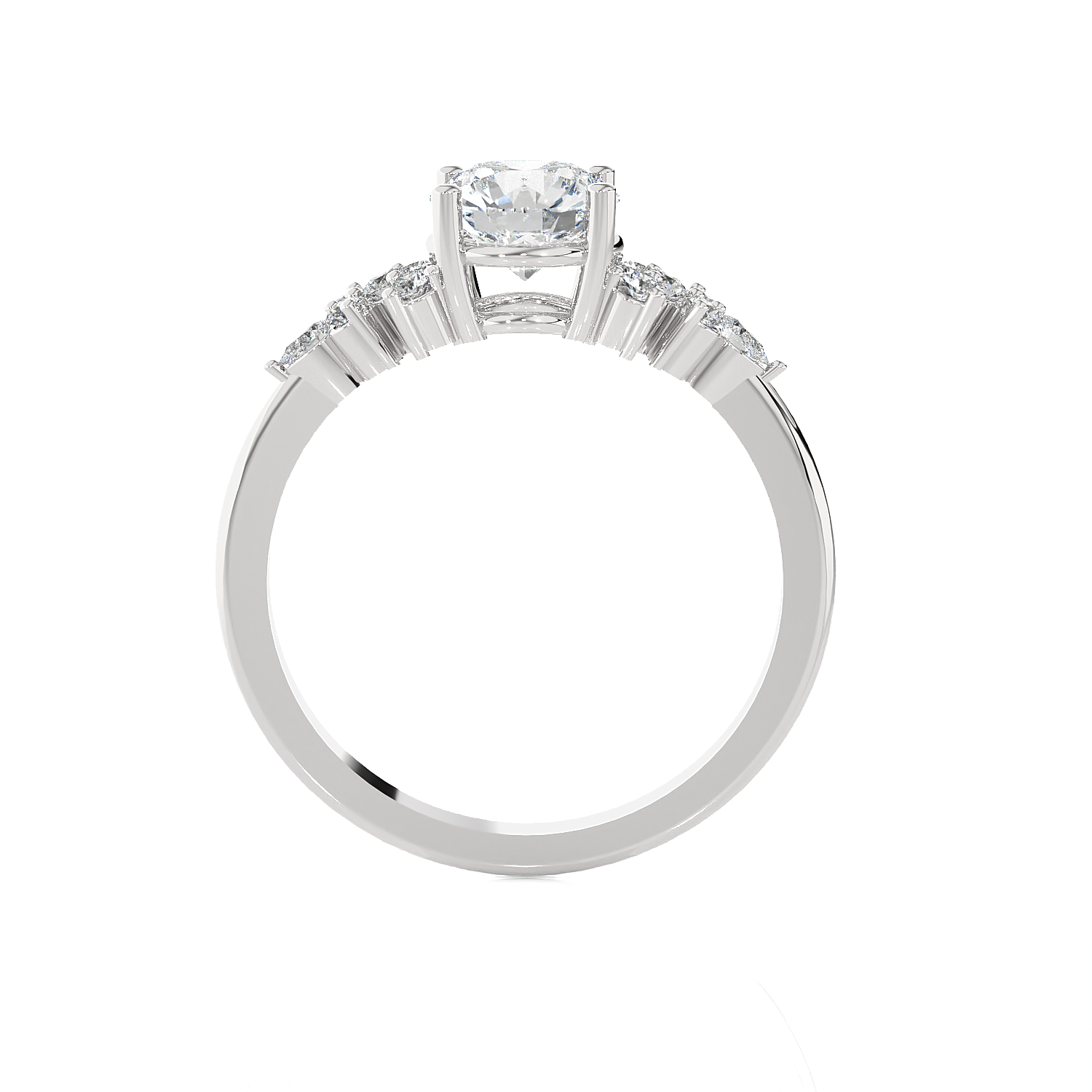 Round Lab Grown Diamond Side Stone Engagement Ring