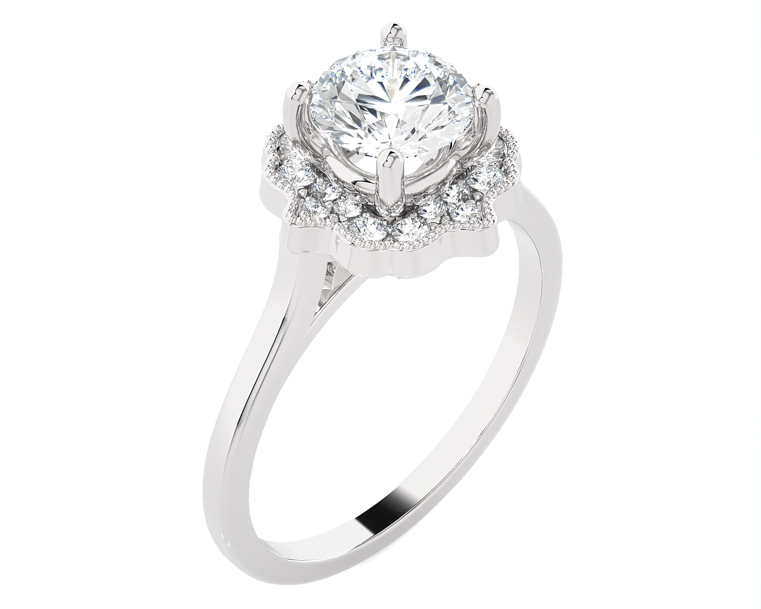 1 ctw Round Lab Grown Diamond Halo Engagement Ring