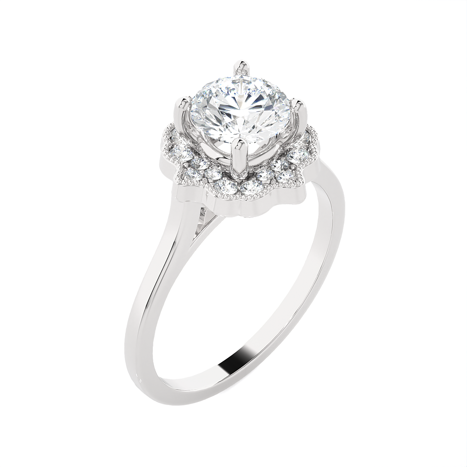 1 ctw Round Lab Grown Diamond Halo Engagement Ring