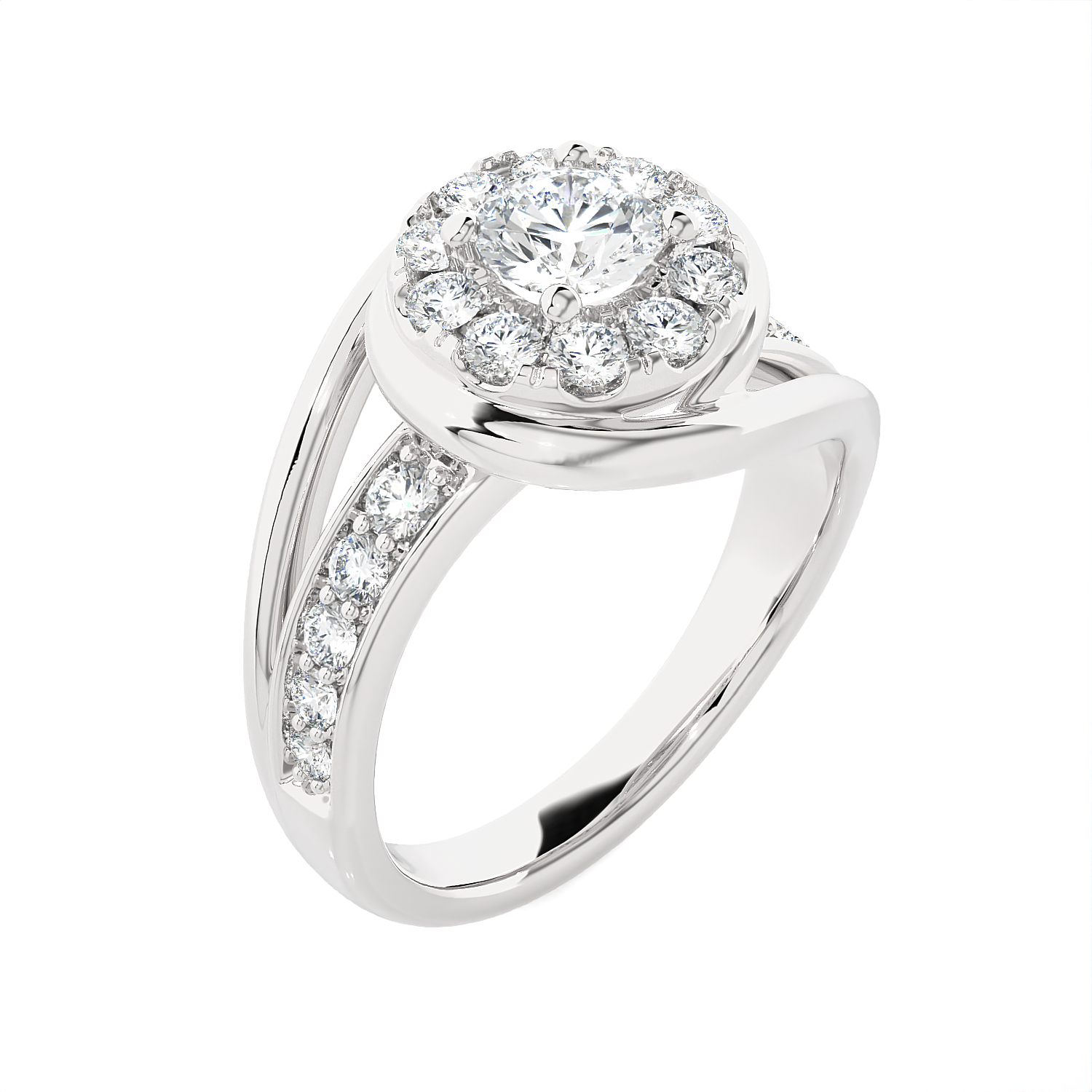 1 ctw Round Lab Grown Diamond Halo Engagement Ring