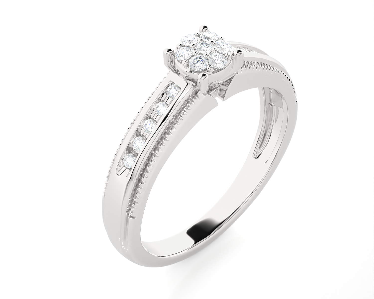 1/6 ctw Round Lab Grown Diamond Side Stone Engagement Ring