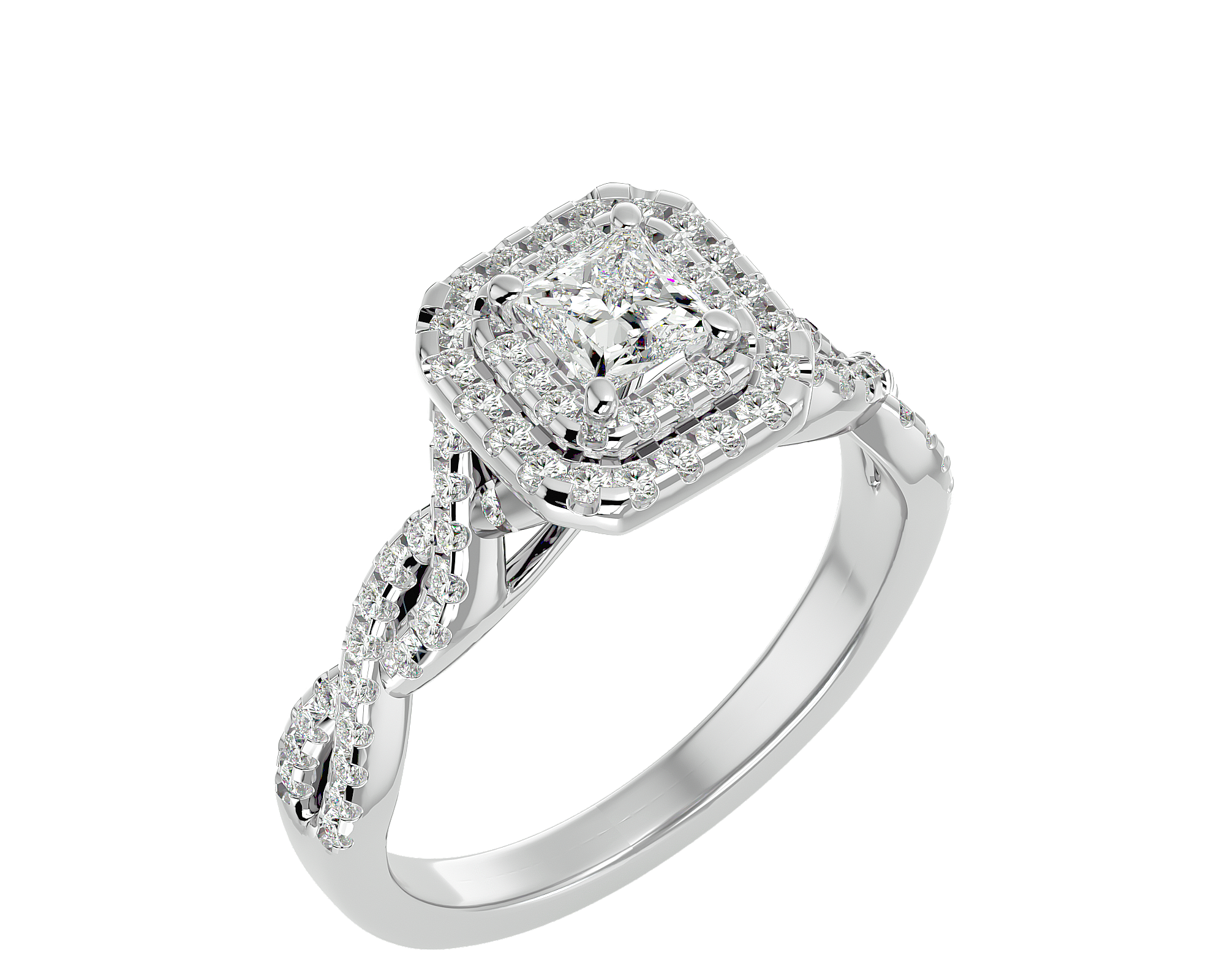 1 ctw Princess-Cut Lab Grown Diamond Halo Engagement Ring