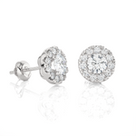 Round Lab Grown Diamond Halo Stud Earrings