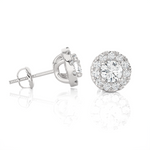 Round Lab Grown Diamond Halo Stud Earrings