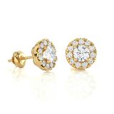 Round Lab Grown Diamond Halo Stud Earrings