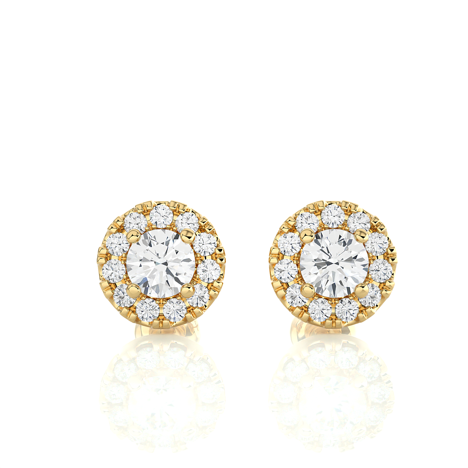 Round Lab Grown Diamond Halo Stud Earrings