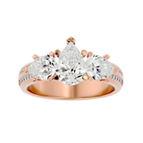 3 ctw Pear-Shaped Three Stone Lab Grown Diamond Ring