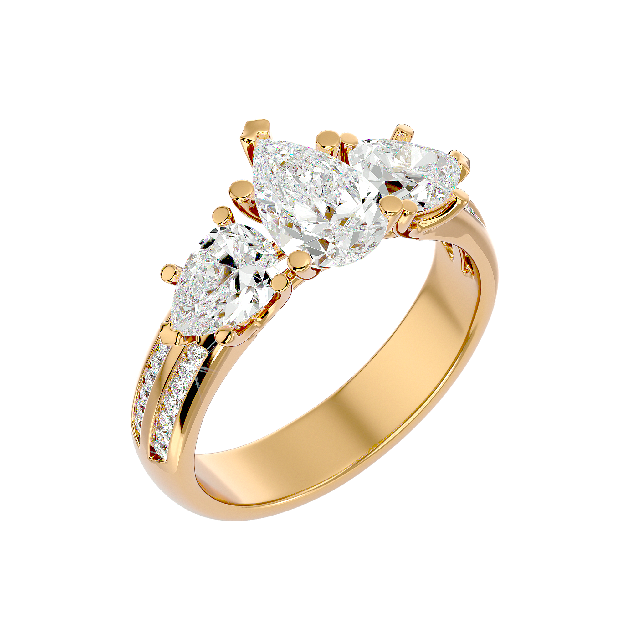 3 ctw Pear-Shaped Three Stone Lab Grown Diamond Ring