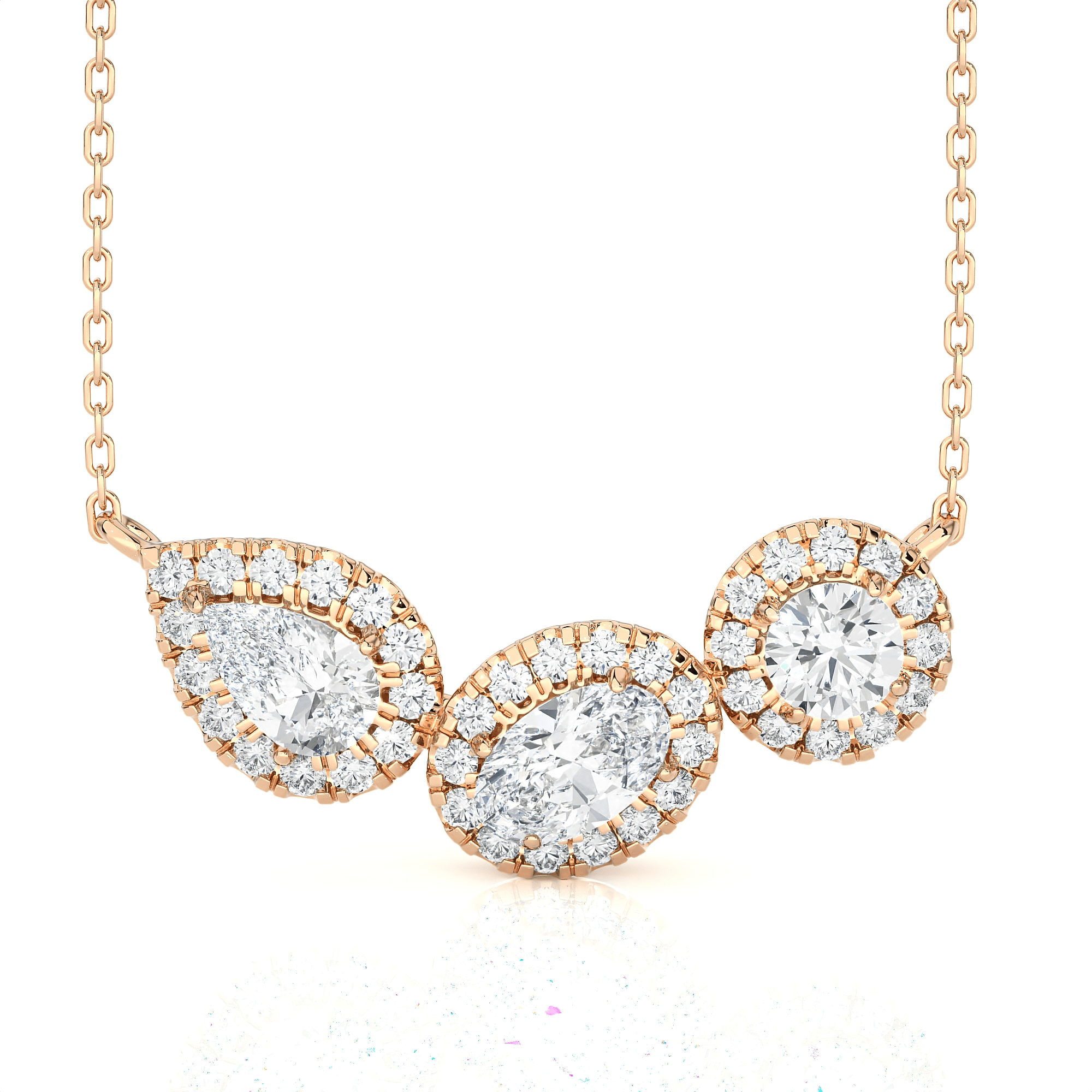 Multi-Stone Lab Grown Diamond Three Stone Necklace