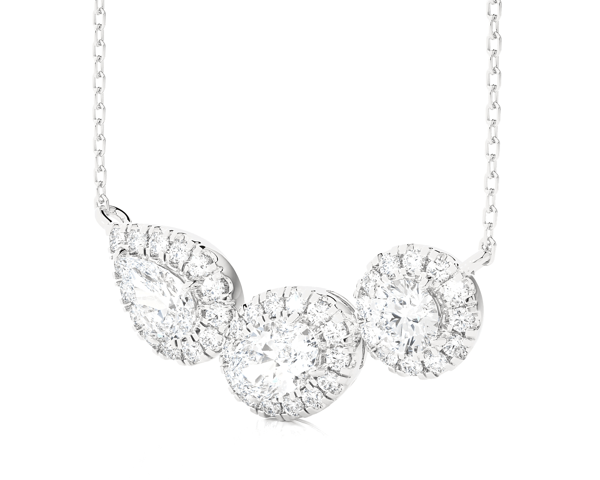 Multi-Stone Lab Grown Diamond Three Stone Necklace