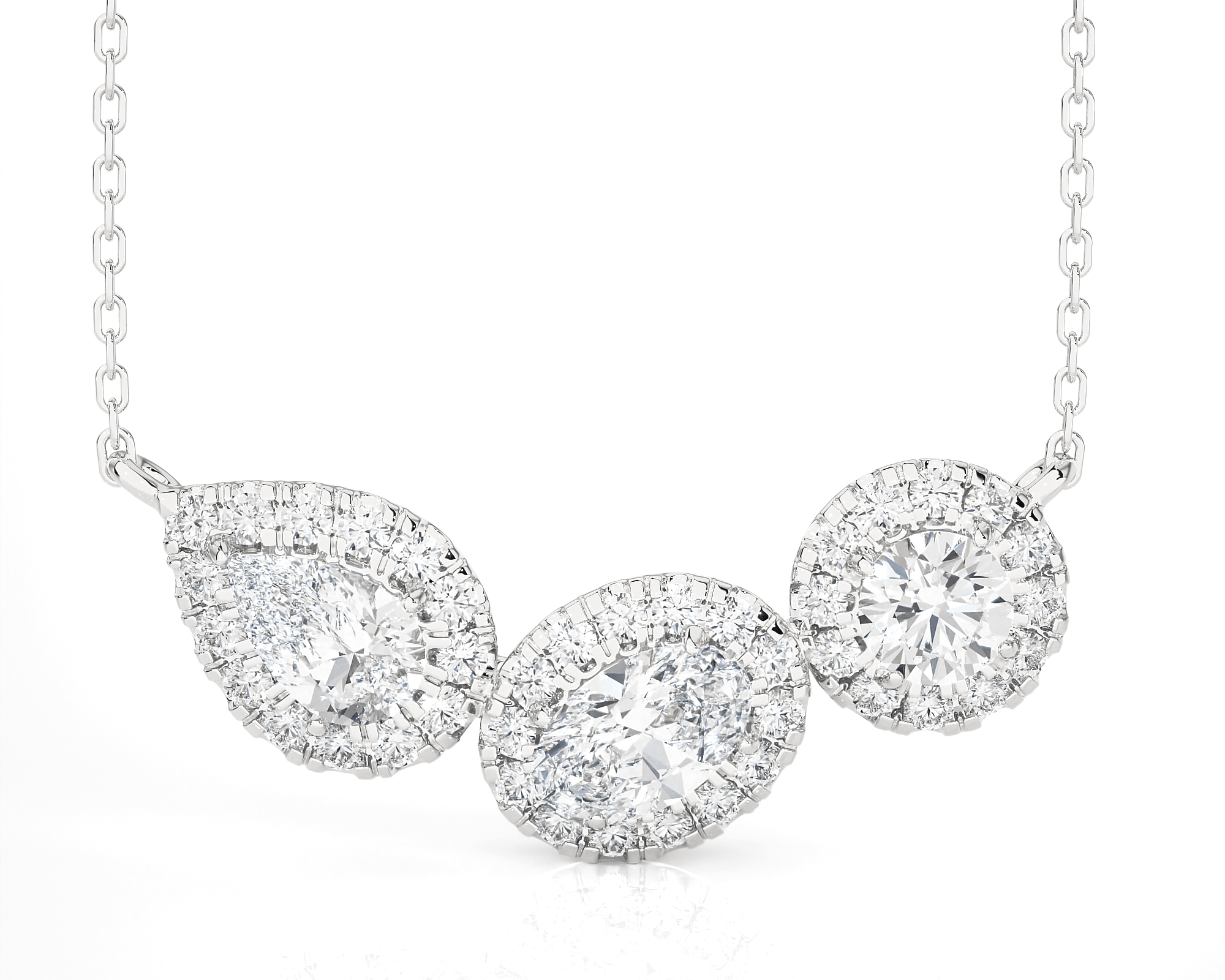 Multi-Stone Lab Grown Diamond Three Stone Necklace