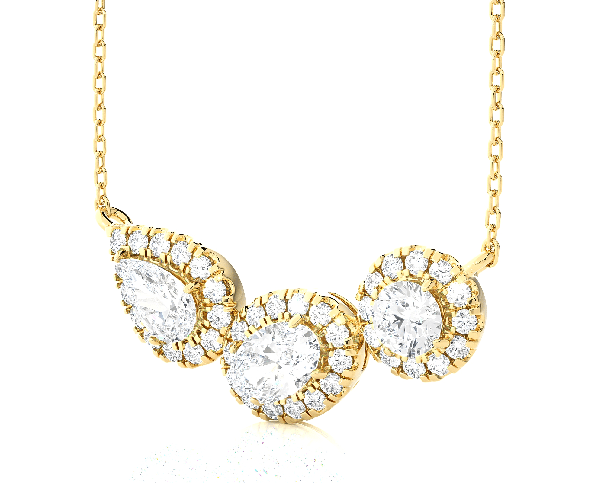 Multi-Stone Lab Grown Diamond Three Stone Necklace