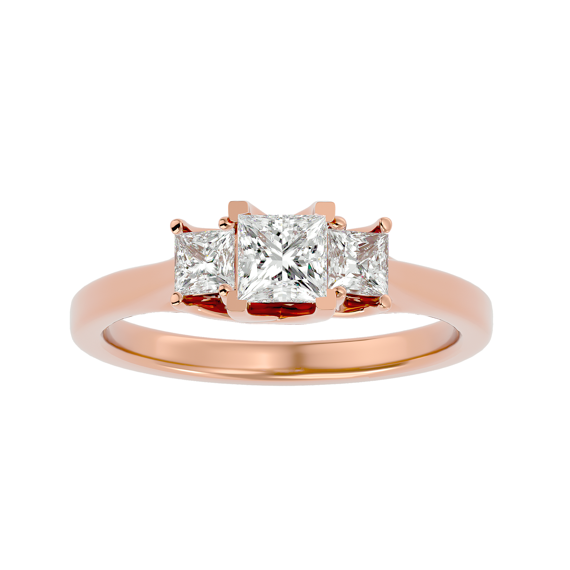 7/8 ctw Princess-Cut Three Stone Lab Grown Diamond Ring