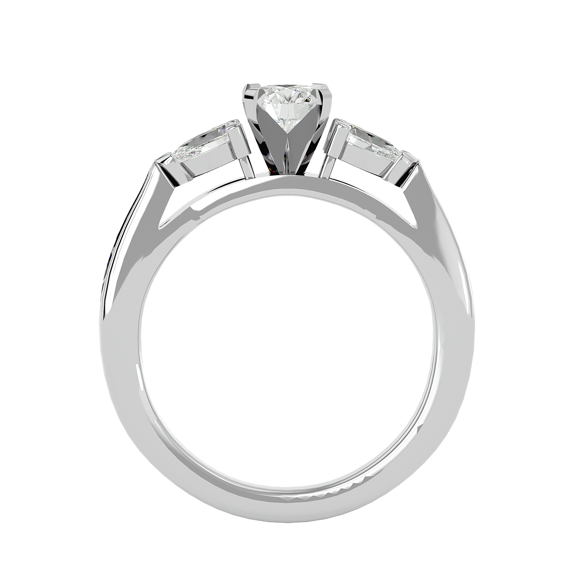 1 1/5 ctw Round With Pear-Shaped Three Stone Lab Grown Diamond Ring