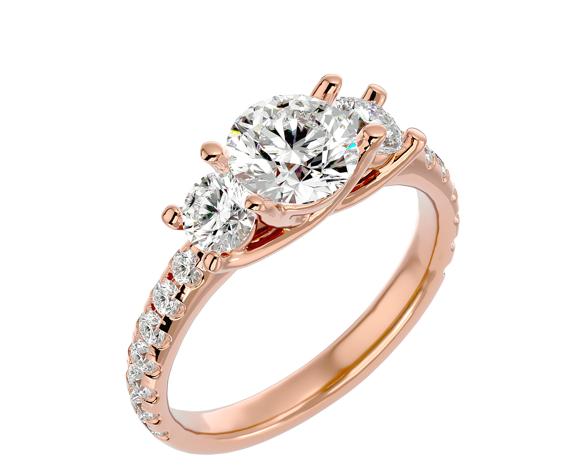 2 1/2 ctw Round Three Stone Lab Grown Diamond Ring