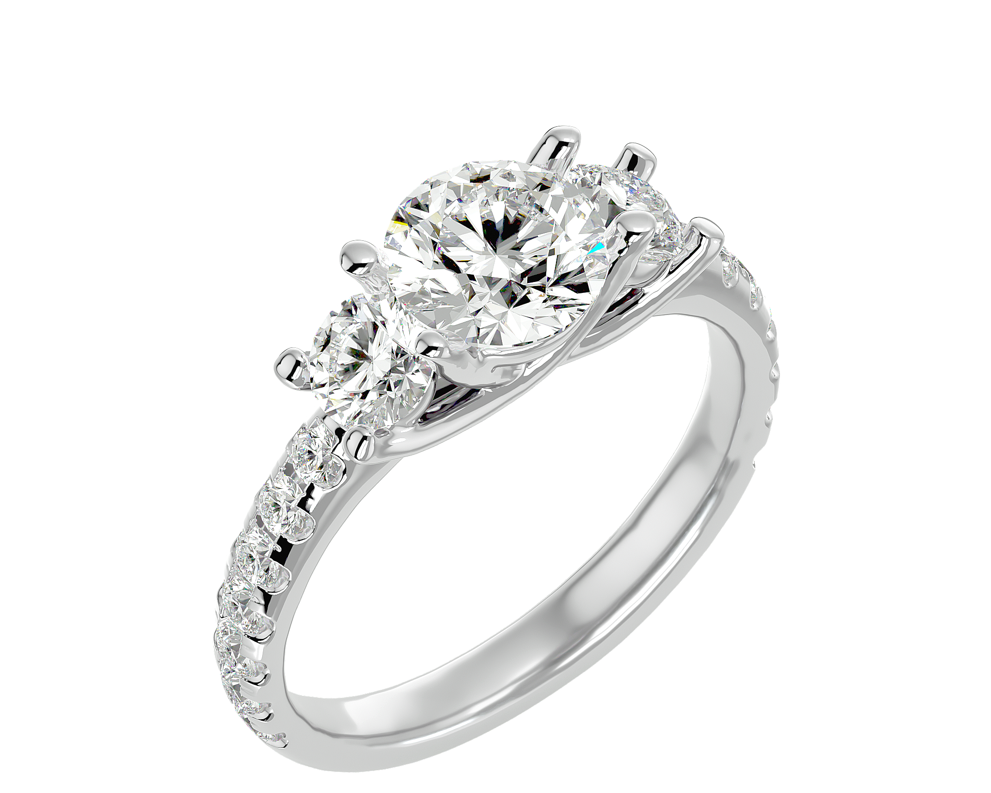 2 1/2 ctw Round Three Stone Lab Grown Diamond Ring