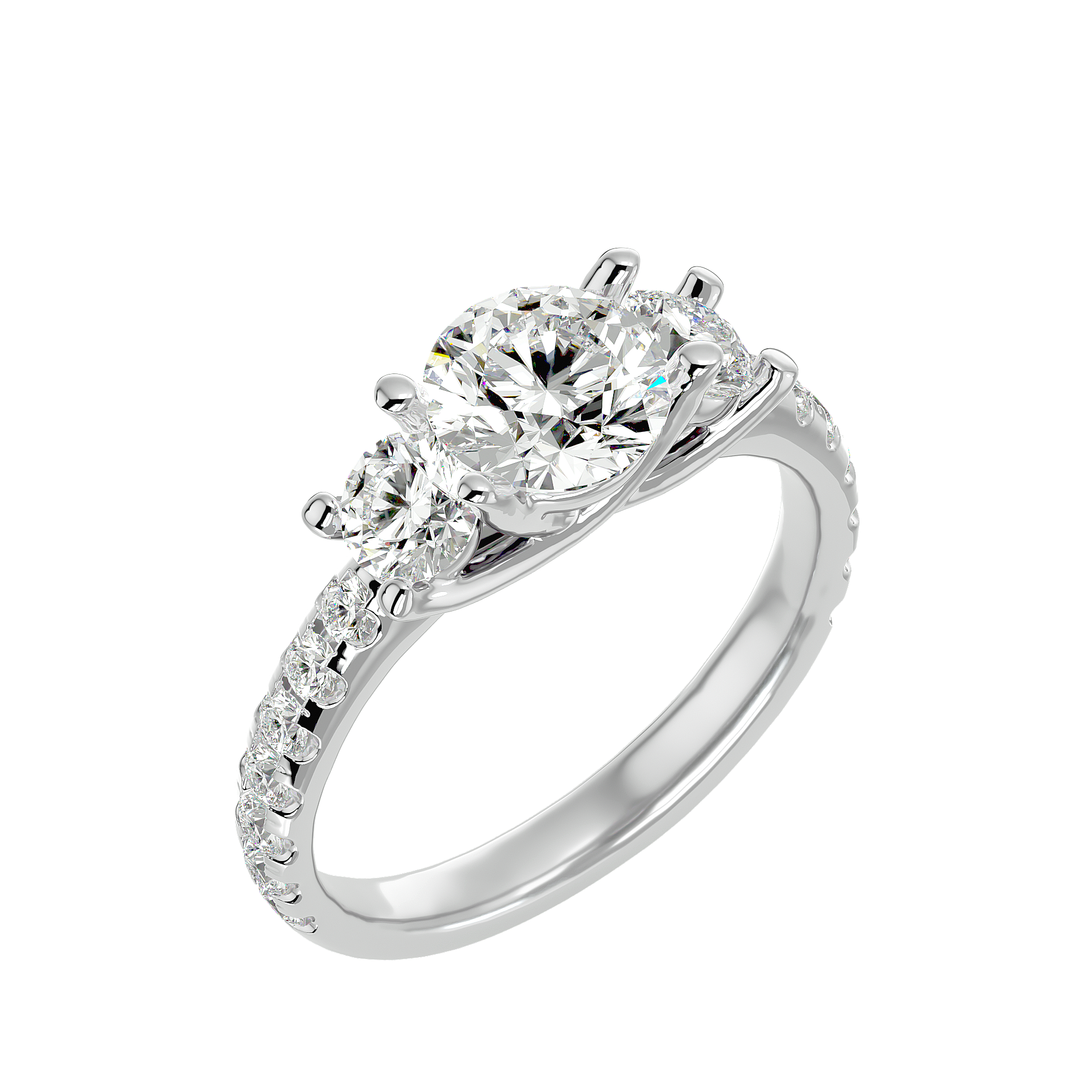 2 1/2 ctw Round Three Stone Lab Grown Diamond Ring