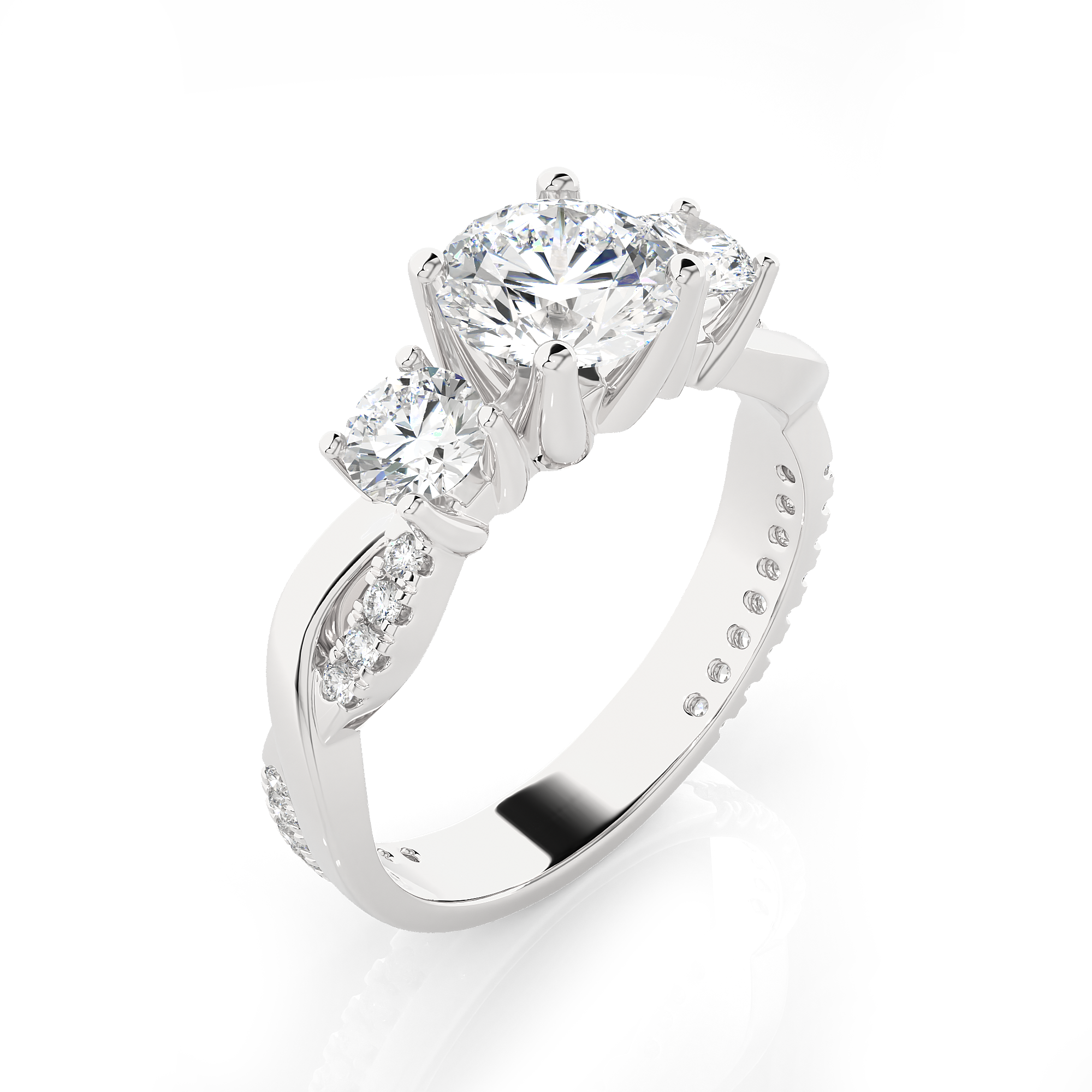 1 5/8 ctw Round 3 Stone Lab Grown Diamond Ring