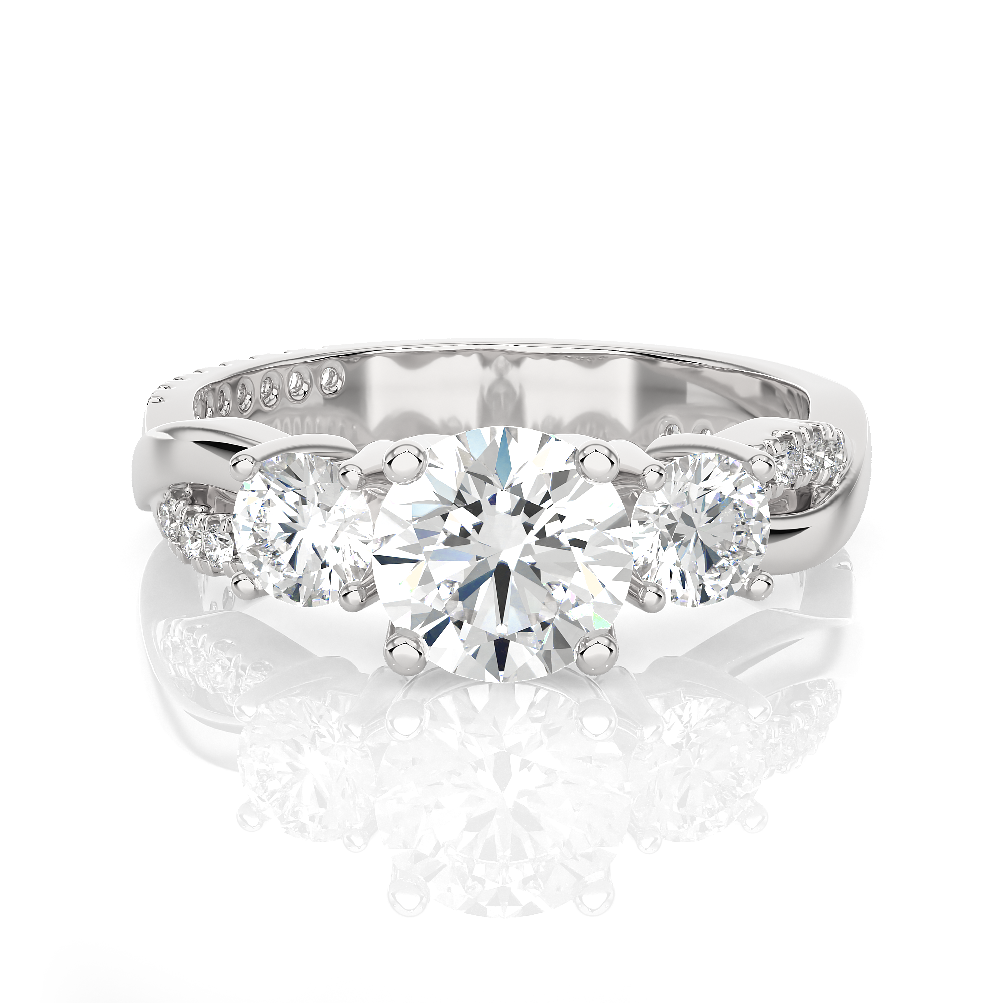 1 5/8 ctw Round 3 Stone Lab Grown Diamond Ring