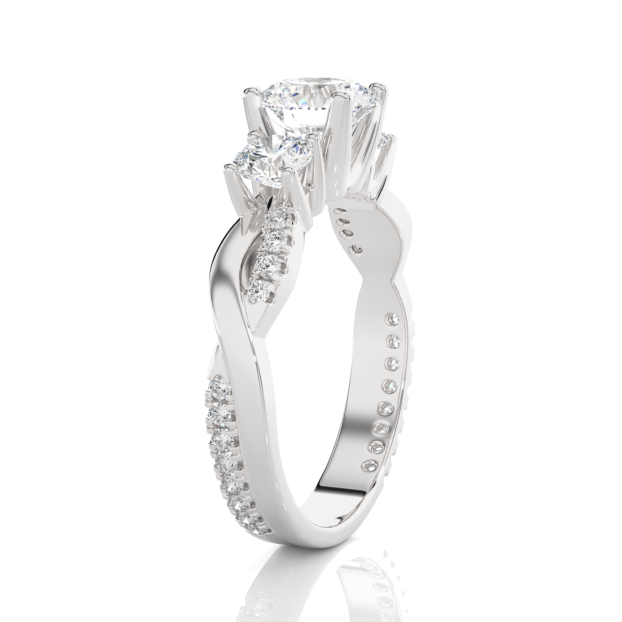 1 5/8 ctw Round 3 Stone Lab Grown Diamond Ring