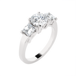 2 ctw Round with Princess Cut Three Stone Lab Grown Diamond Ring