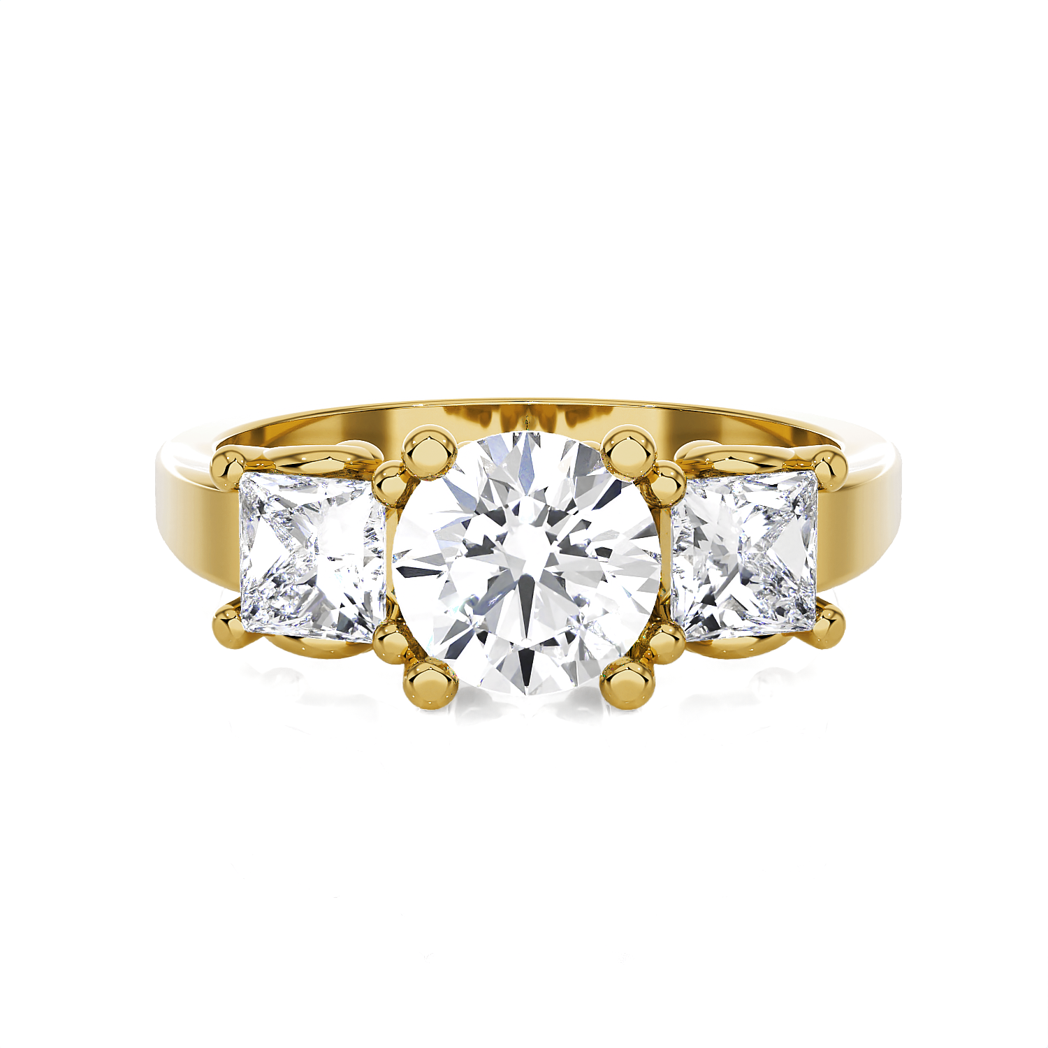 2 ctw Round with Princess Cut Three Stone Lab Grown Diamond Ring