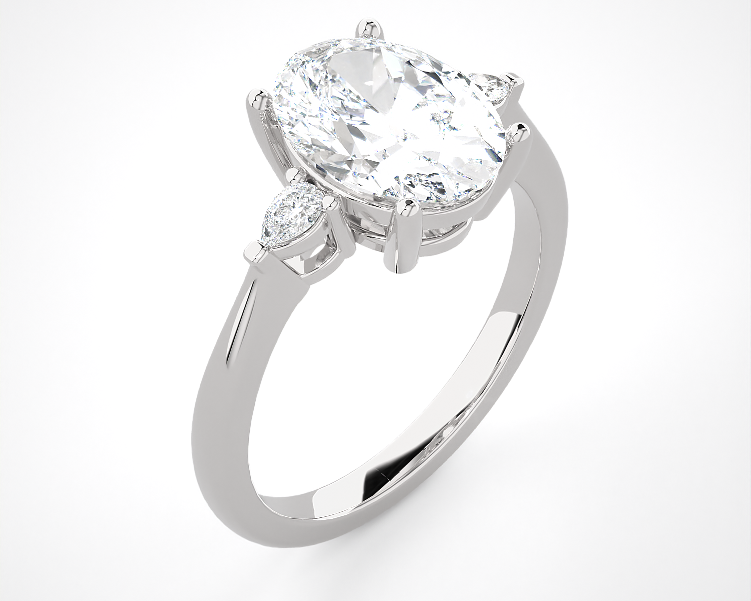 2 1/5 ctw Oval with Pear-Shaped Three Stone Lab Grown Diamond Ring