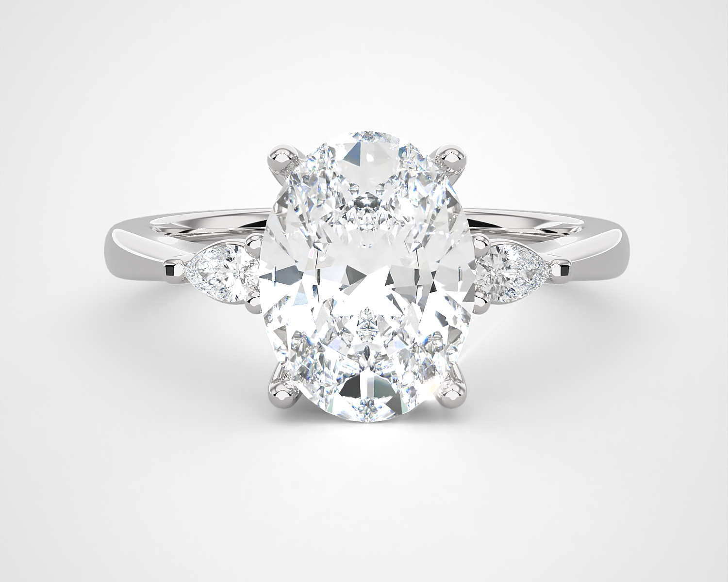 2 1/5 ctw Oval with Pear-Shaped Three Stone Lab Grown Diamond Ring