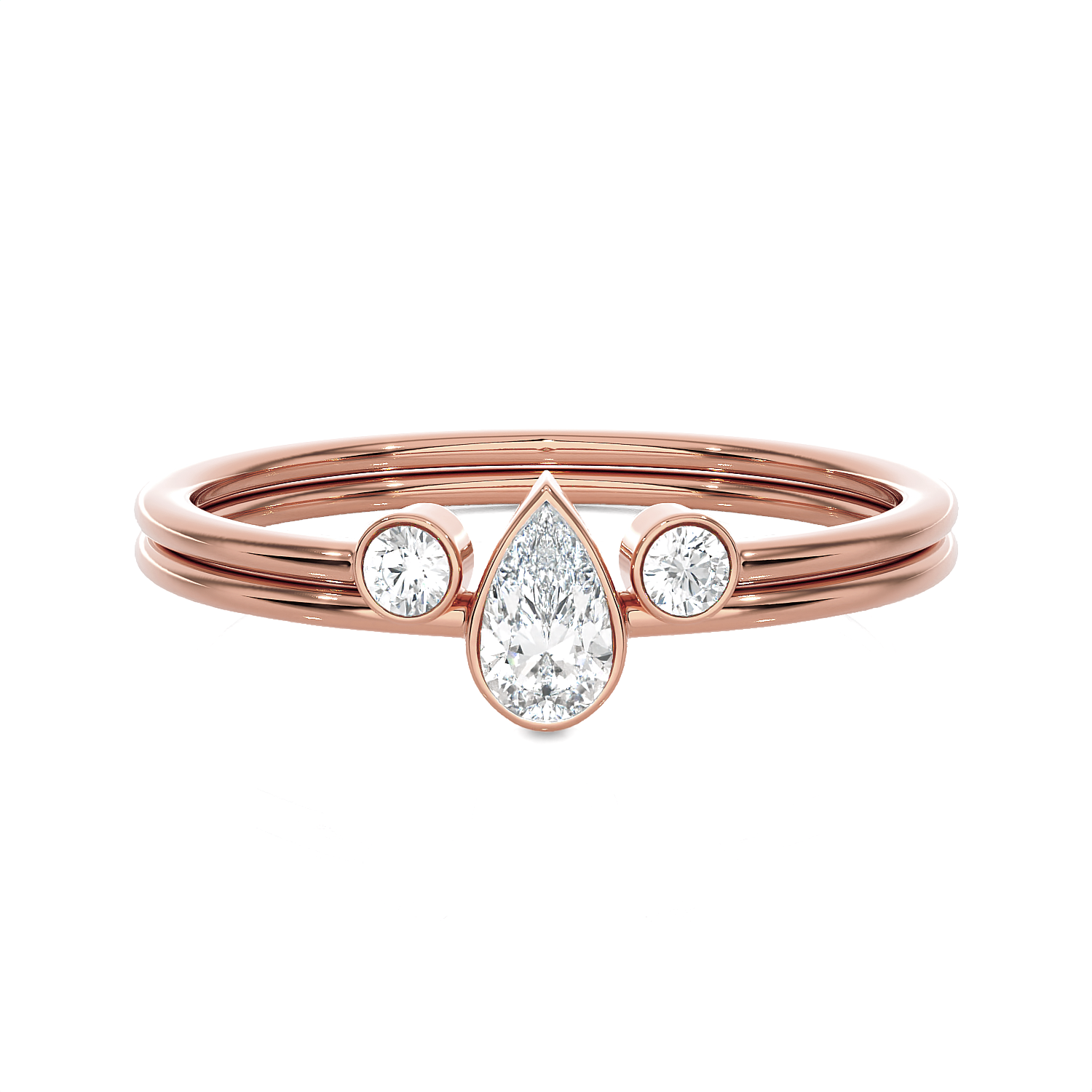 1/3 ctw Pear-Shaped with Round Three Stone Lab Grown Diamond Ring