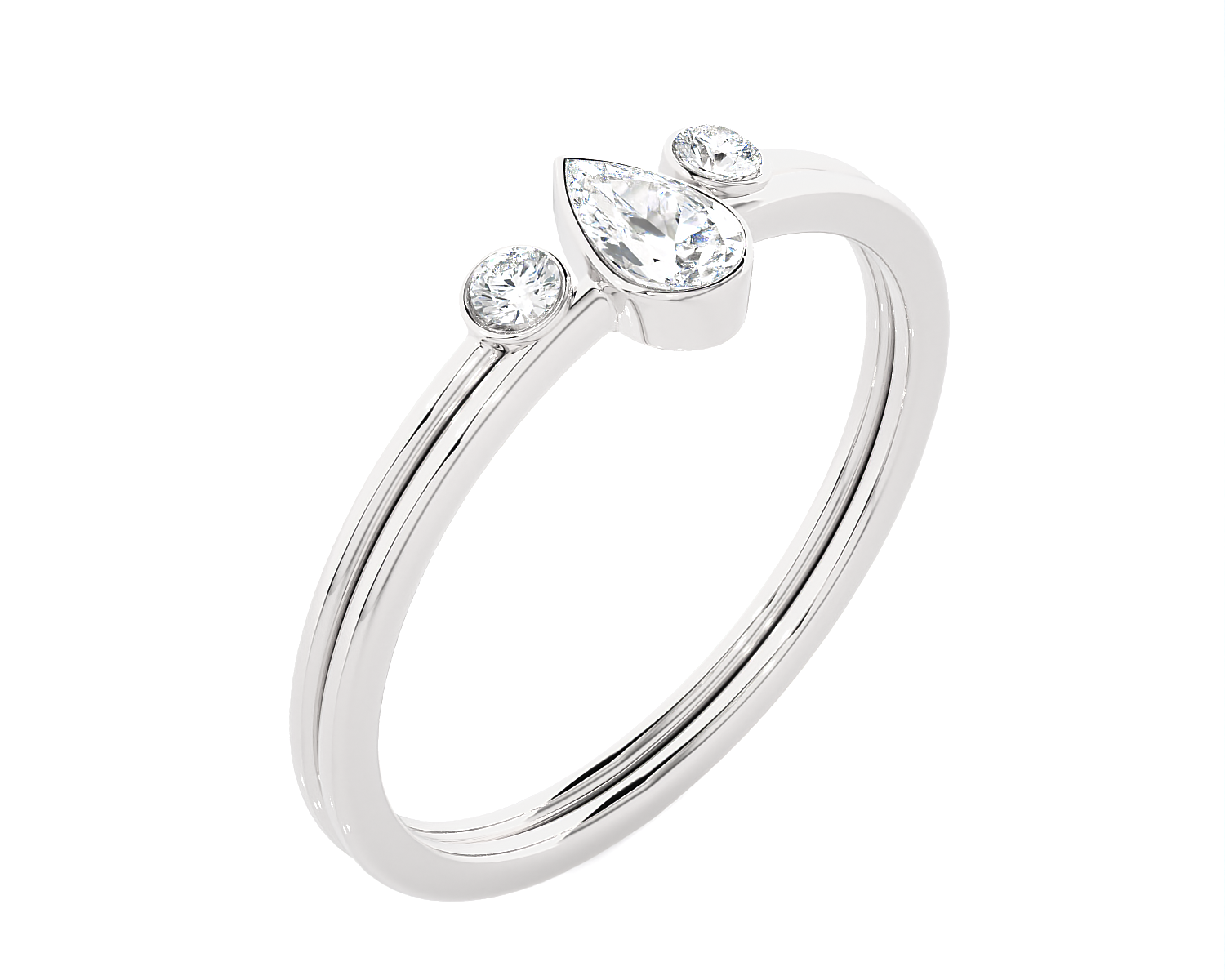 1/3 ctw Pear-Shaped with Round Three Stone Lab Grown Diamond Ring