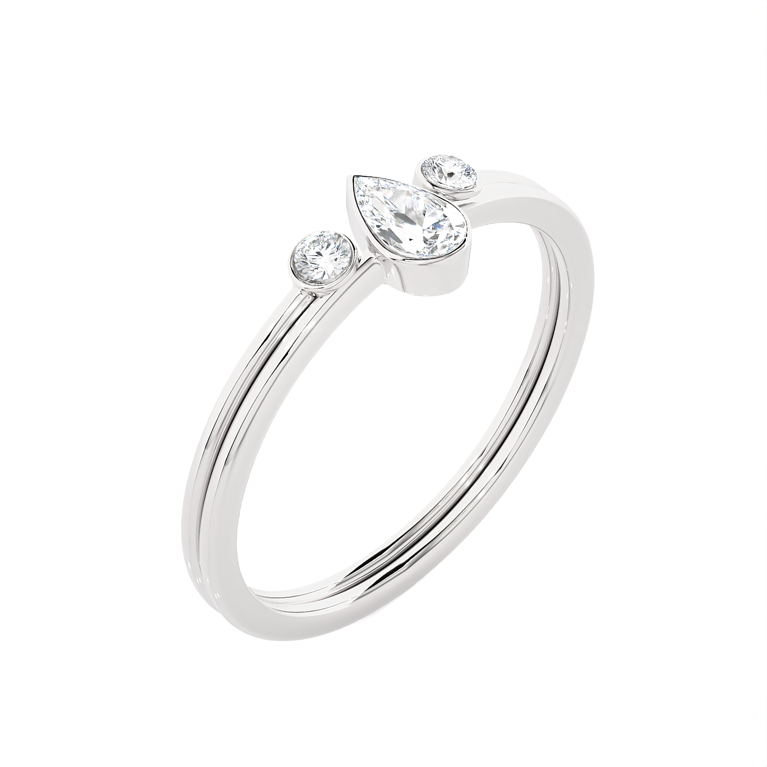 1/3 ctw Pear-Shaped with Round Three Stone Lab Grown Diamond Ring