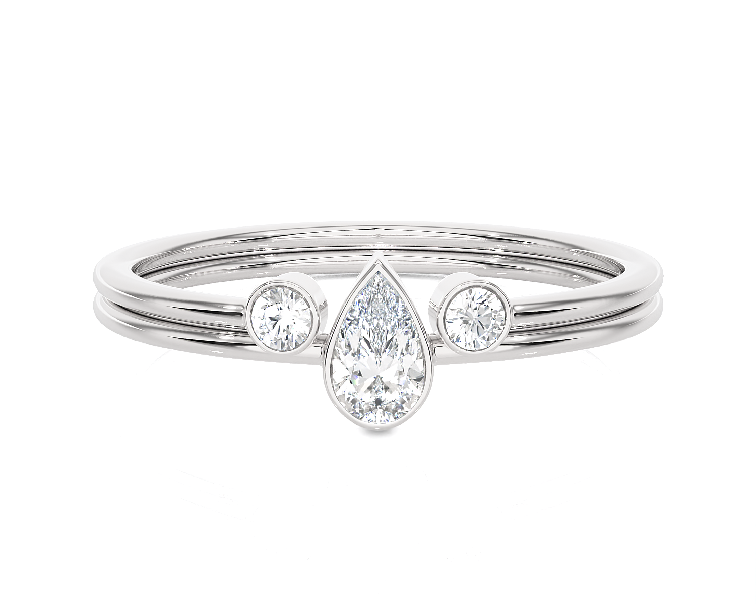 1/3 ctw Pear-Shaped with Round Three Stone Lab Grown Diamond Ring