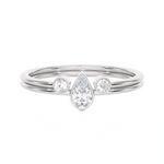 1/3 ctw Pear-Shaped with Round Three Stone Lab Grown Diamond Ring