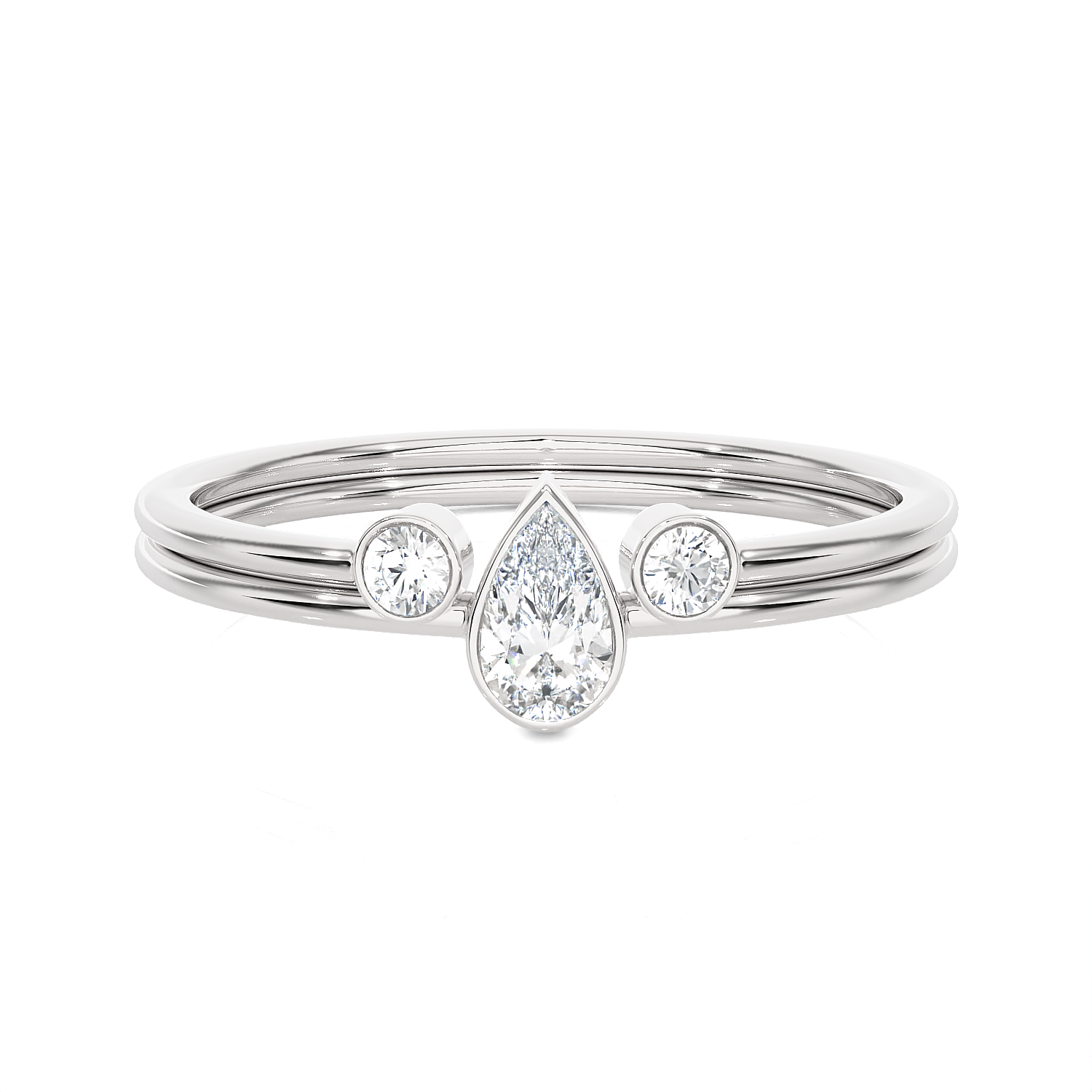 1/3 ctw Pear-Shaped with Round Three Stone Lab Grown Diamond Ring