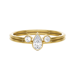 1/3 ctw Pear-Shaped with Round Three Stone Lab Grown Diamond Ring