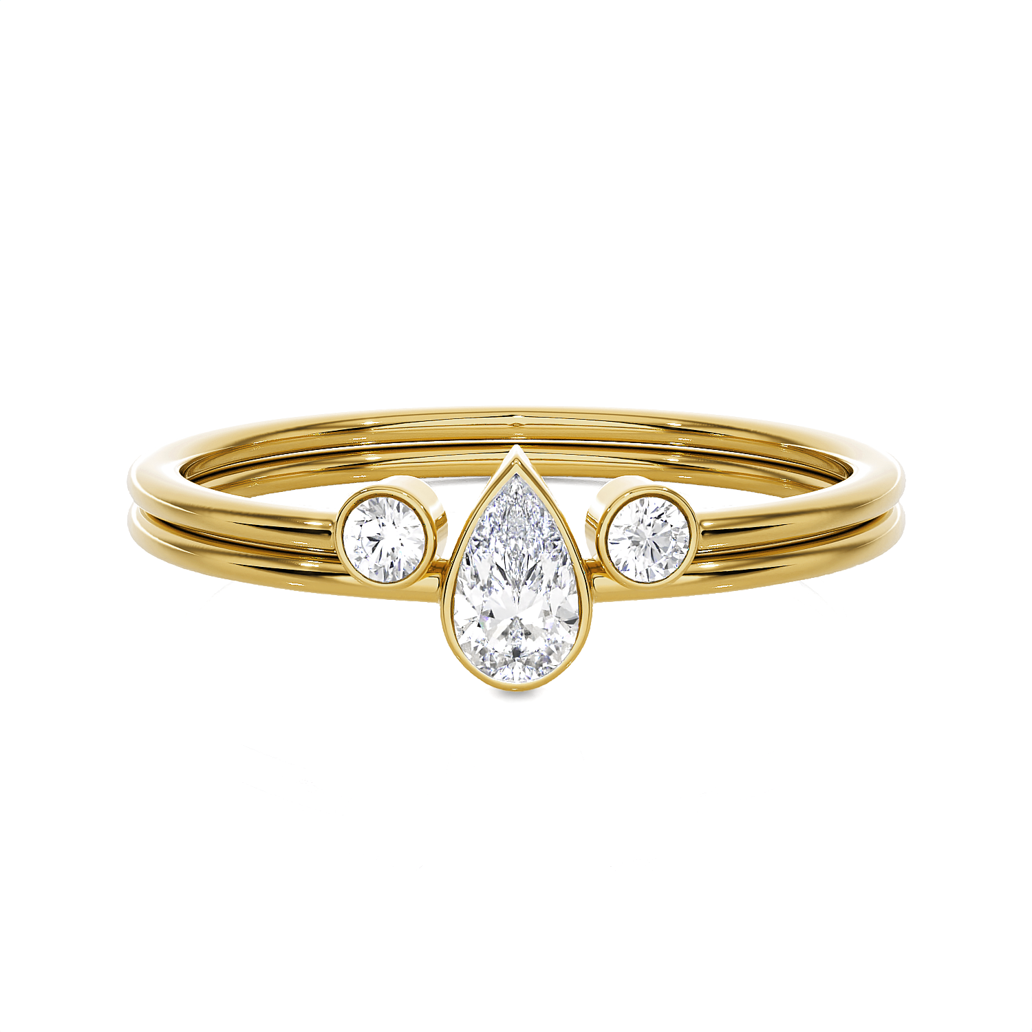 1/3 ctw Pear-Shaped with Round Three Stone Lab Grown Diamond Ring