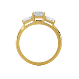 1 1/5 ctw Emerald-Cut with Tapered Baguette Three Stone Lab Grown Diamond Ring