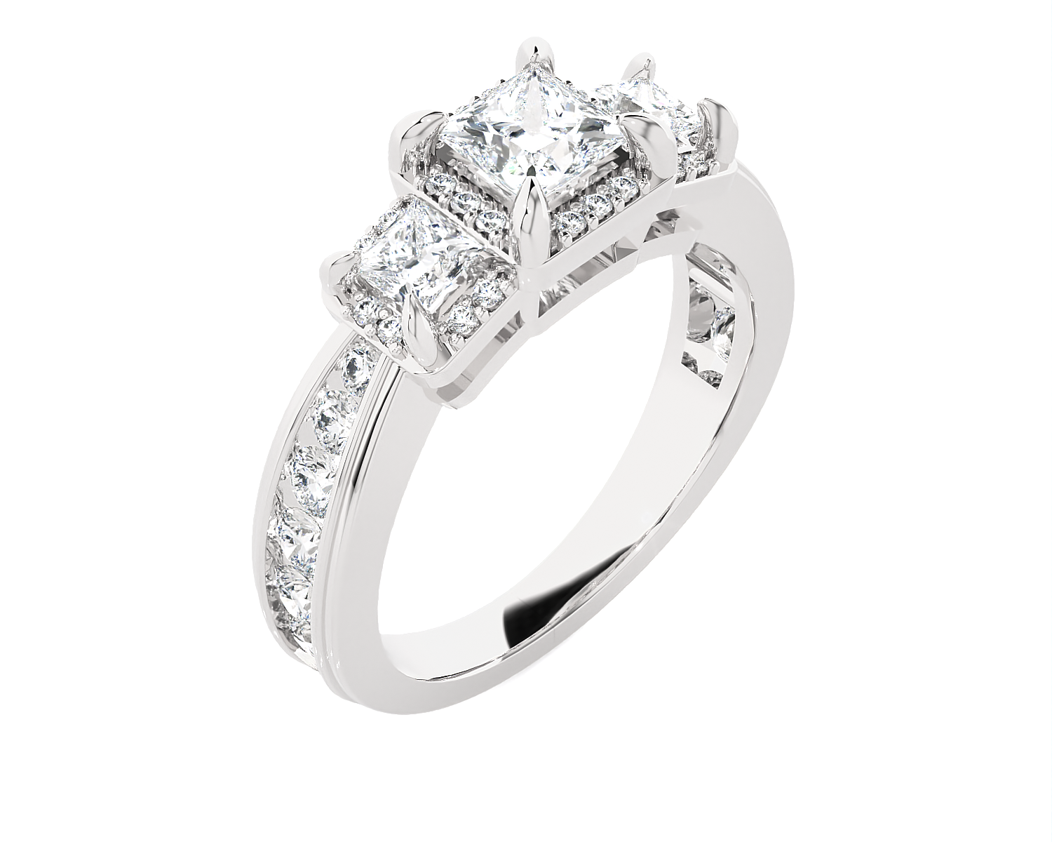 1 1/2 ctw Princess-Cut Three Stone Lab Grown Diamond Ring
