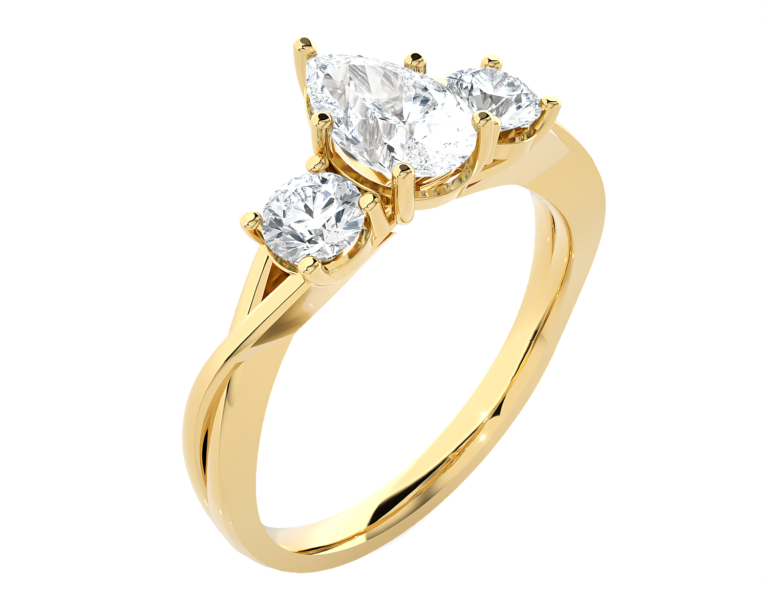 1 1/2 ctw Pear-Shaped with Round Three Stone Lab Grown Diamond Ring