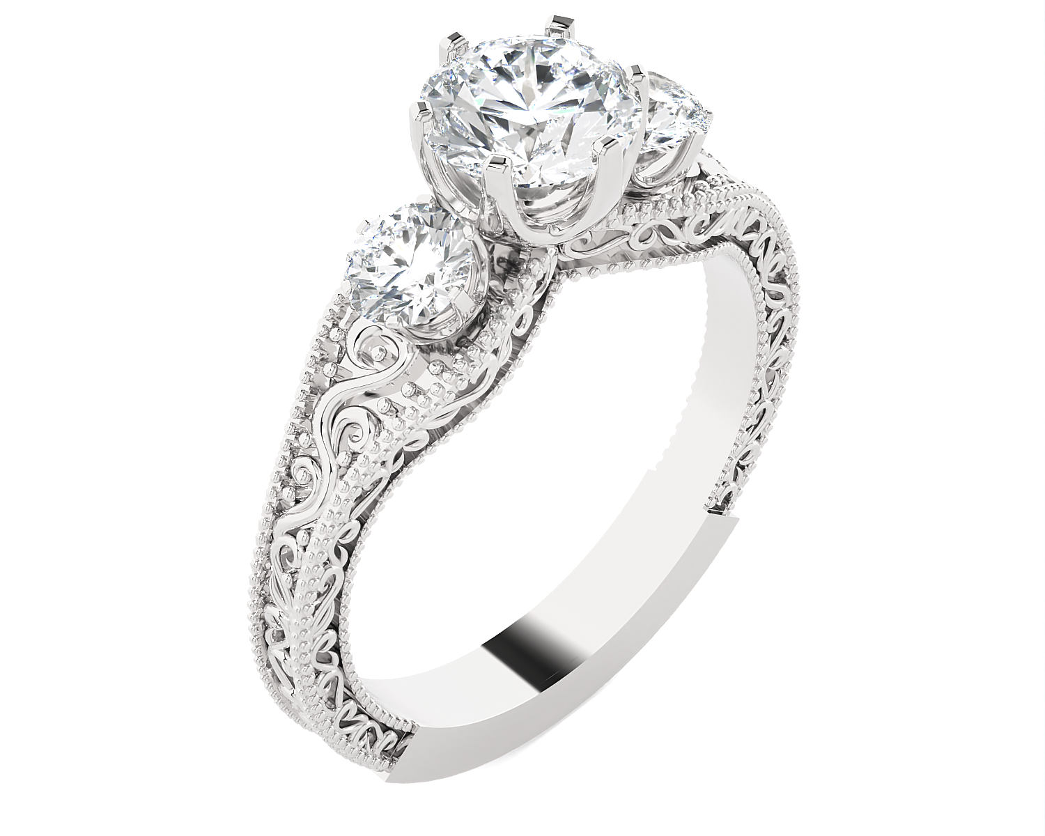 1 3/8 ctw Round Three Stone Lab Grown Diamond Ring