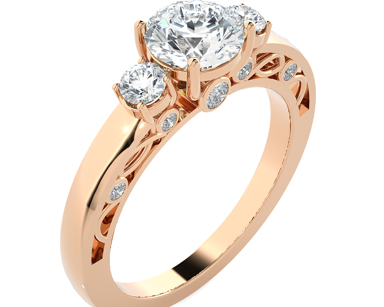 1 ctw Round Three Stone Lab Grown Diamond Ring