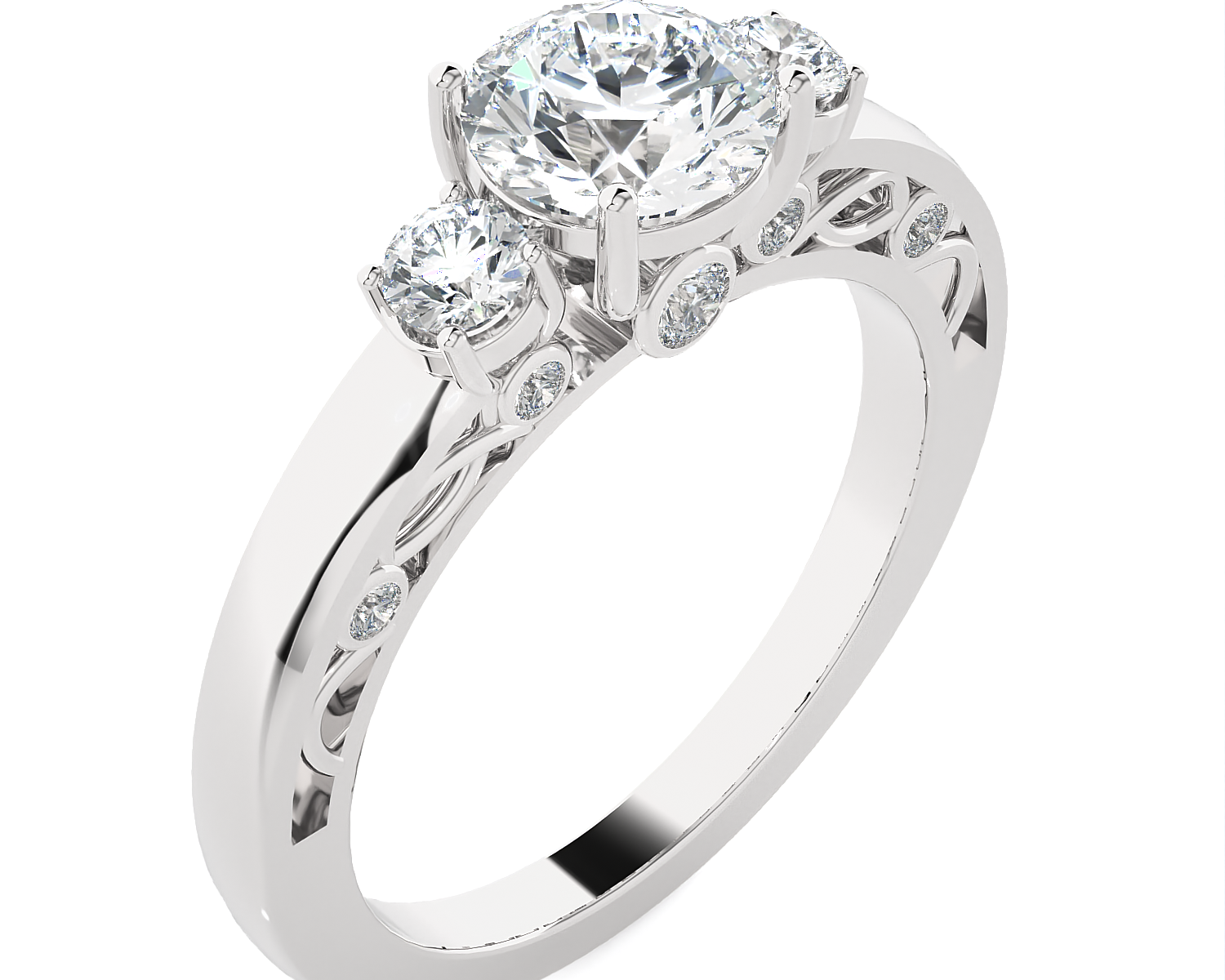 1 ctw Round Three Stone Lab Grown Diamond Ring